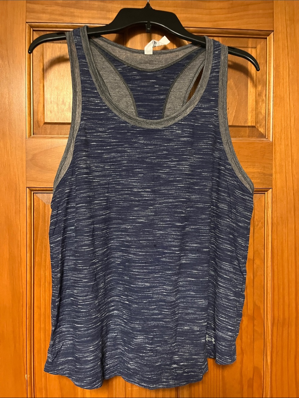 Under Armour Navy Heather Racerback Tank with Gray Trim